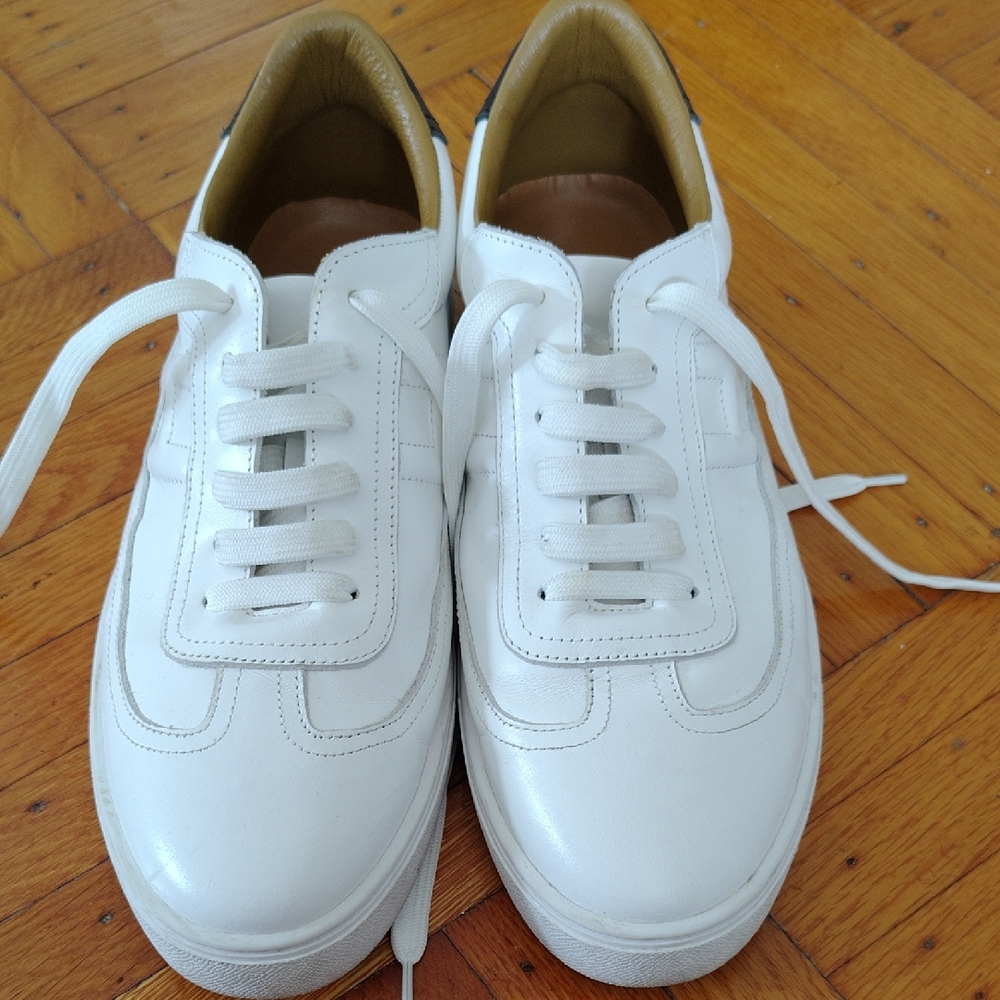 Hermes White Leather Sneakers Minimalist Design